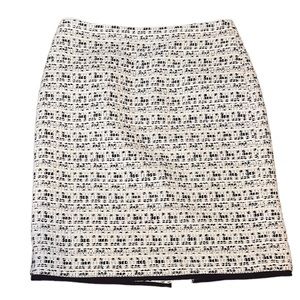 Ann Taylor Tweed Navy White Pencil Straight Skirt Fully Lined